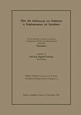 Feinberg |  Über die Umformung von Drehstrom in Einphasenstrom mit Umrichtern | eBook | Sack Fachmedien