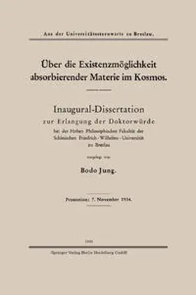 Jung |  Über die Existenzmöglichkeit absorbierender Materie im Kosmos | eBook | Sack Fachmedien