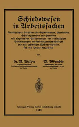 Walder / Wörmbcke |  Schiedswesen in Arbeitssachen | eBook | Sack Fachmedien