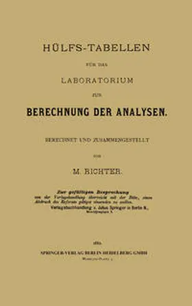 Richter |  Hülfs-Tabellen für das Laboratorium zur Berechnung der Analysen | eBook | Sack Fachmedien
