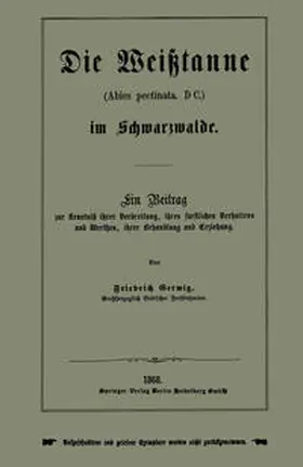 Gerwig |  Die Weißtanne (Abies pectinata, DC.) im Schwarzwalde | eBook | Sack Fachmedien