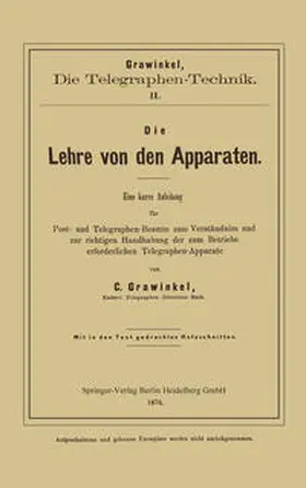 Grawinkel |  Die Lehre von den Apparaten | eBook | Sack Fachmedien