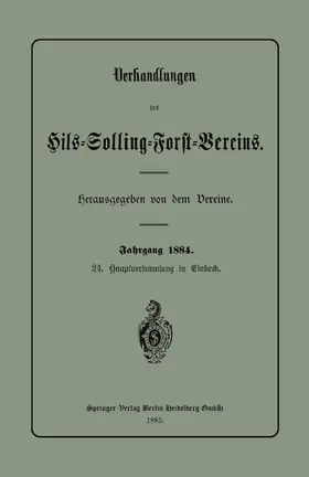 Dereine | Verhandlungen des Hils-Solling-Forst-Vereins | Buch | 978-3-662-33417-1 | www.sack.de