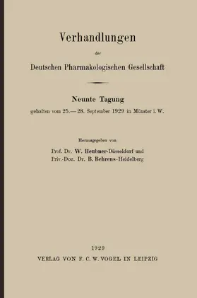 Heubner / Behrens |  Verhandlungen der Deutschen Pharmakologischen Gesellschaft | Buch |  Sack Fachmedien