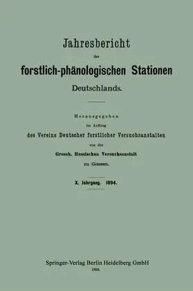 Jahresbericht der forstlich-phänologischen Stationen Deutschlands | Buch | 978-3-662-33537-6 | www.sack.de