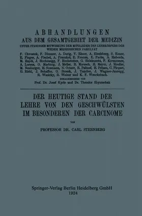 Sternberg |  Der Heutige Stand der Lehre von den Geschwülsten im Besonderen der Carcinome | Buch |  Sack Fachmedien
