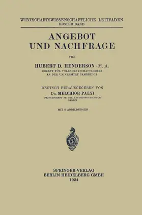 Palyi / Henderson |  Angebot und Nachfrage | Buch |  Sack Fachmedien