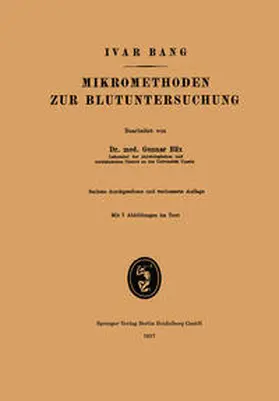 Bang / Blix / Forssmann |  Mikromethoden zur Blutuntersuchung | eBook | Sack Fachmedien
