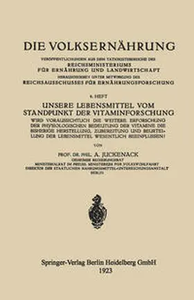 Juckenack |  Unsere Lebensmittel vom Standpunkt der Vitaminforschung | eBook | Sack Fachmedien