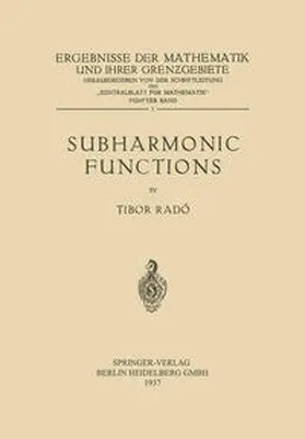 Radó |  Subharmonic Functions | eBook | Sack Fachmedien