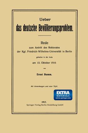 Bumm | Ueber das deutsche Bevölkerungsproblem | Buch | 978-3-662-34750-8 | sack.de
