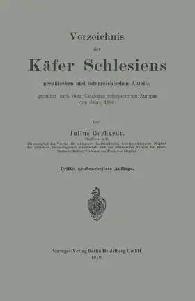 Gerhardt |  Verzeichnis der Käfer Schlesiens | Buch |  Sack Fachmedien