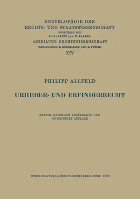 Allfeld |  Urheber- und Erfinderrecht | Buch |  Sack Fachmedien