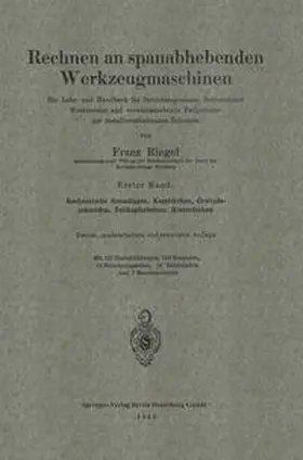 Riegel |  Rechnen an spanabhebenden Werkzeugmaschinen | eBook | Sack Fachmedien
