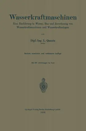 Quantz |  Wasserkraftmaschinen | eBook | Sack Fachmedien