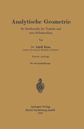 Hess |  Analytische Geometrie für Studierende der Technik und zum Selbststudium | eBook | Sack Fachmedien