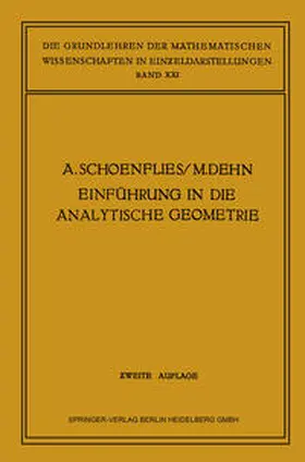 Schönflies / Dehn |  Einführung in die Analytische Geometrie der Ebene und des Raumes | eBook | Sack Fachmedien