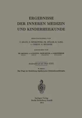 Siebert |  Zur Frage der Entstehung diphtherischer Zirkulationsstörungen | Buch |  Sack Fachmedien