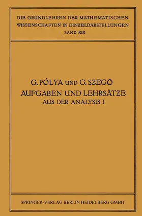 Jenkins / Szegö |  Aufgaben und Lehrsätze aus der Analysis | Buch |  Sack Fachmedien