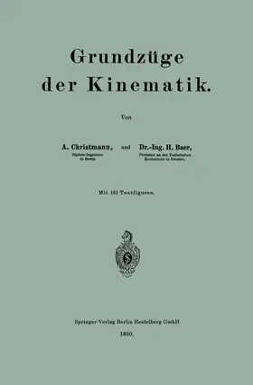 Christmann / Baer |  Grundzüge der Kinematik | Buch |  Sack Fachmedien