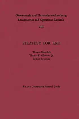 Marschak / Summers / Glennan |  Strategy for R&D: Studies in the Microeconomics of Development | Buch |  Sack Fachmedien