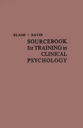 Blank / David |  Sourcebook for Training in Clinical Psychology | Buch |  Sack Fachmedien