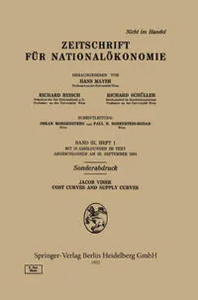 Viner |  Cost Curves and Supply Curves | eBook | Sack Fachmedien