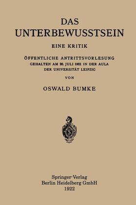 Bumke | Das Unterbewusstsein | Buch | 978-3-662-40764-6 | sack.de