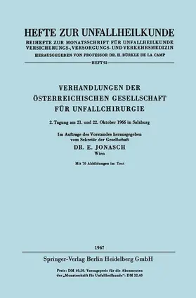 Jonasch |  Verhandlungen der Österreichischen Gesellschaft für Unfallchirurgie | Buch |  Sack Fachmedien