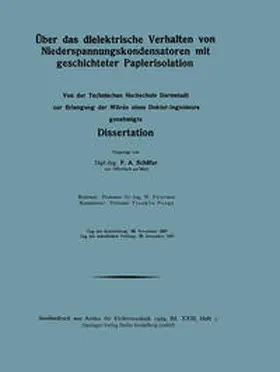Schäfer |  Über das dielektrische Verhalten von Niederspannungskondensatoren mit geschichteter Papierisolation | eBook | Sack Fachmedien