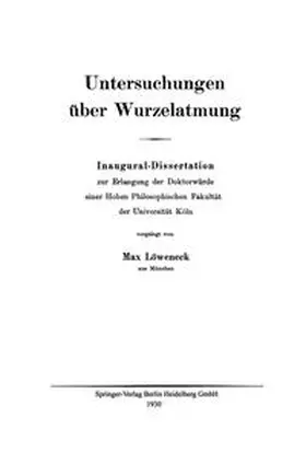 Löweneck |  Untersuchungen über Wurzelatmung | eBook | Sack Fachmedien