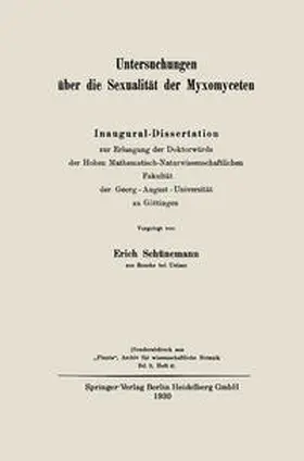 Schünemann |  Untersuchungen über die Sexualität der Myxomyceten | eBook | Sack Fachmedien