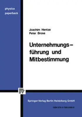 Hentze |  Unternehmungsführung und Mitbestimmung | eBook | Sack Fachmedien
