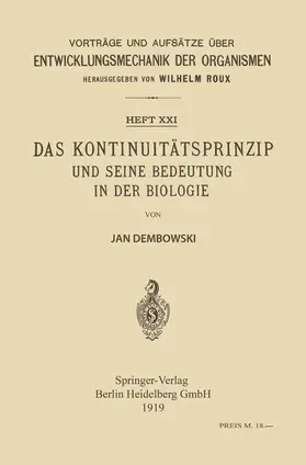Dembowski |  Das Kontinuitätsprinzip und seine Bedeutung in der Biologie | Buch |  Sack Fachmedien