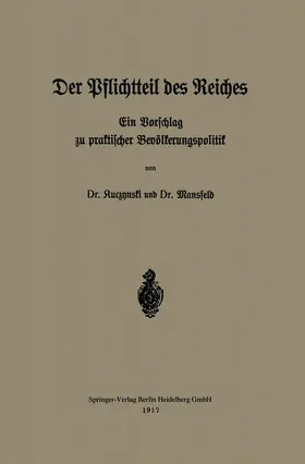 Kuczynski / Mansfeld |  Der Pflichtteil des Reiches | Buch |  Sack Fachmedien