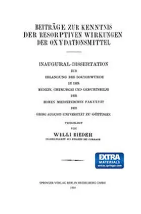 Rieder |  Beiträge zur Kenntnis der Resorptiven Wirkungen der Oxydationsmittel | eBook | Sack Fachmedien