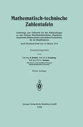 Bohde / Freyberg / Geusen |  Mathematisch-technische Zahlentafeln | eBook | Sack Fachmedien