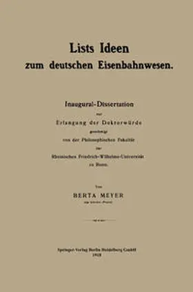 Meyer |  Lists Ideen zum deutschen Eisenbahnwesen | eBook | Sack Fachmedien