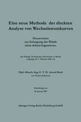Roth |  Eine neue Methode der direkten Analyse von Wechselstromkurven | eBook | Sack Fachmedien