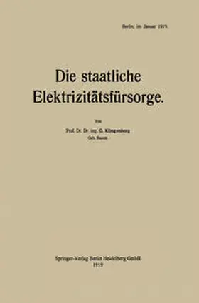 Klingenberg |  Die staatliche Elektrizitätsfürsorge | eBook | Sack Fachmedien