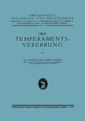 Hoffmann |  Hoffmann, H: Über Temperamentsvererbung | Buch |  Sack Fachmedien