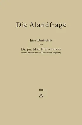 Fleischmann |  Die Alandfrage | Buch |  Sack Fachmedien
