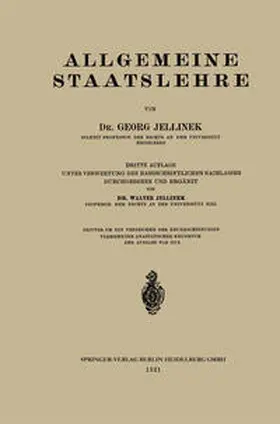 Jellinek |  Allgemeine Staatslehre | eBook | Sack Fachmedien