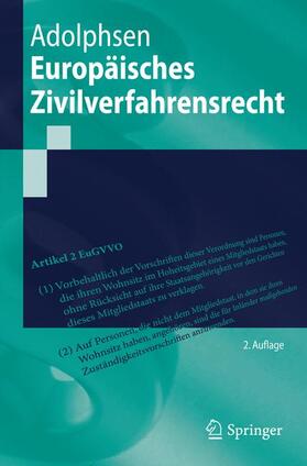 Adolphsen | Europäisches Zivilverfahrensrecht | Buch | 978-3-662-44383-5 | sack.de