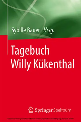 Bauer | Tagebuch Willy Kükenthal | E-Book | www.sack.de