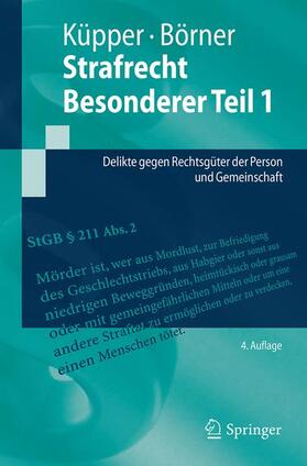 Börner / Küpper | Strafrecht Besonderer Teil 1 | Buch | 978-3-662-53988-0 | sack.de