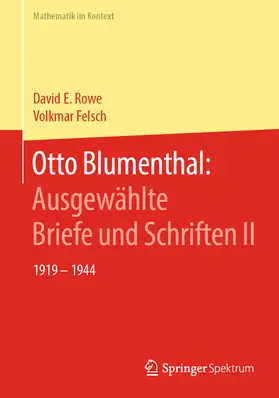 Rowe / Felsch | Otto Blumenthal: Ausgewählte Briefe und Schriften II | E-Book | www.sack.de