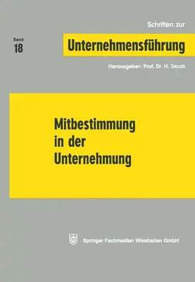 Jacob |  Mitbestimmung in der Unternehmung | Buch |  Sack Fachmedien