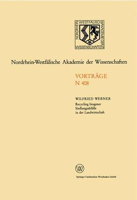 Werner |  Werner, W: Recycling biogener Siedlungsabfälle in der Landwi | Buch |  Sack Fachmedien