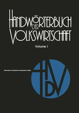 Rettig / Thoss / Golter |  Handwörterbuch der Volkswirtschaft | Buch |  Sack Fachmedien